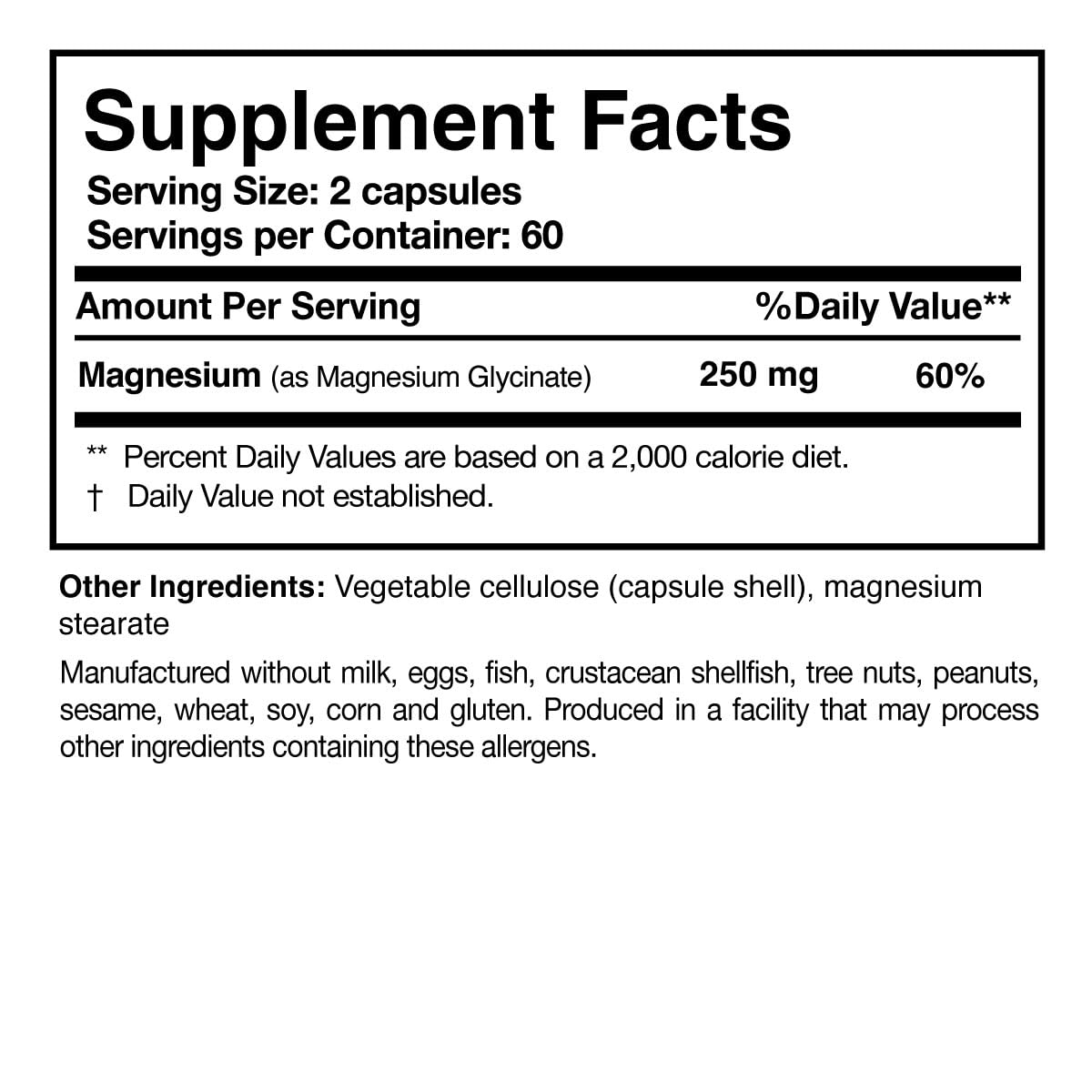 Researched Nutritionals Magnesium Glycinate ingredients list