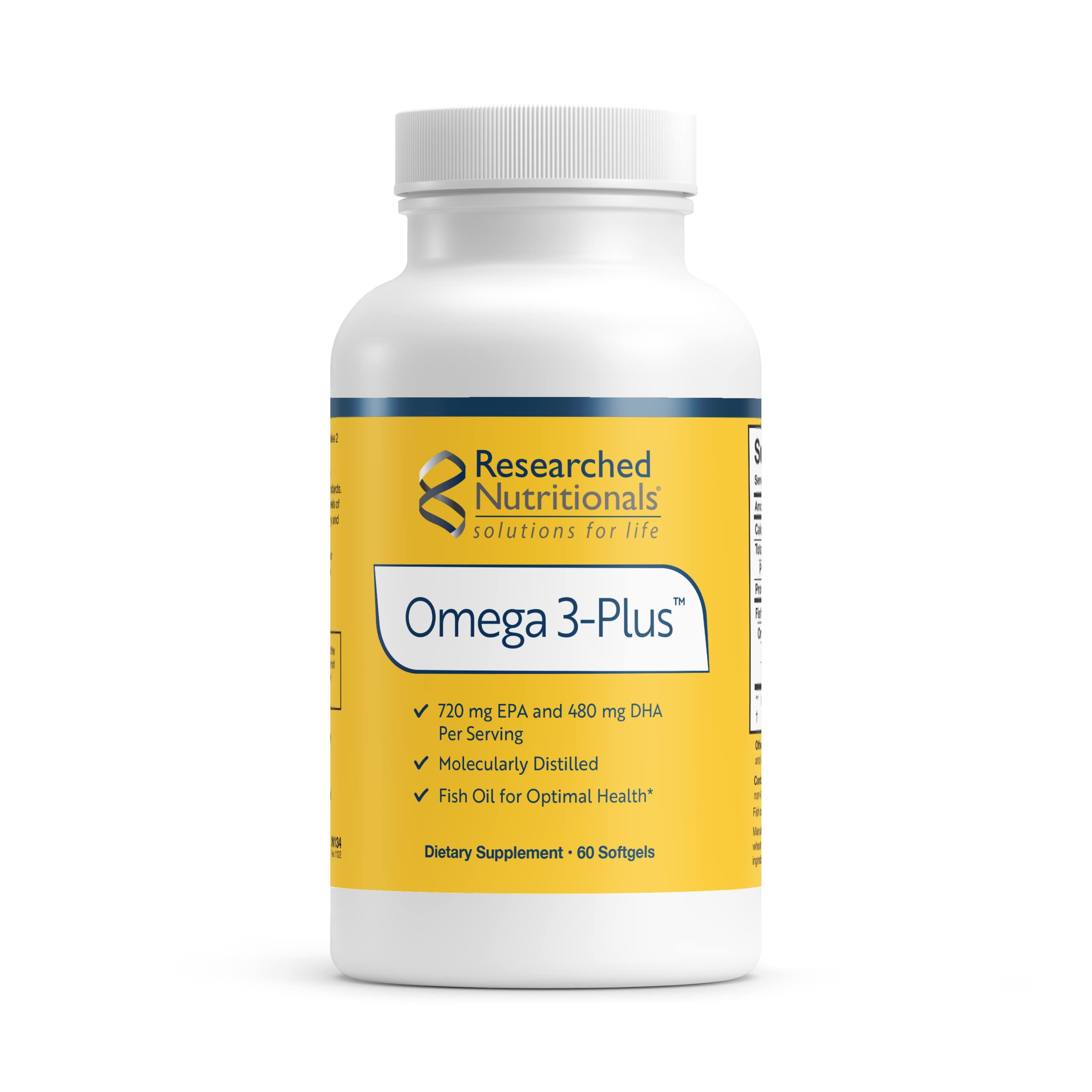 Researched Nutritionals Omega-3 Plus softgels front view