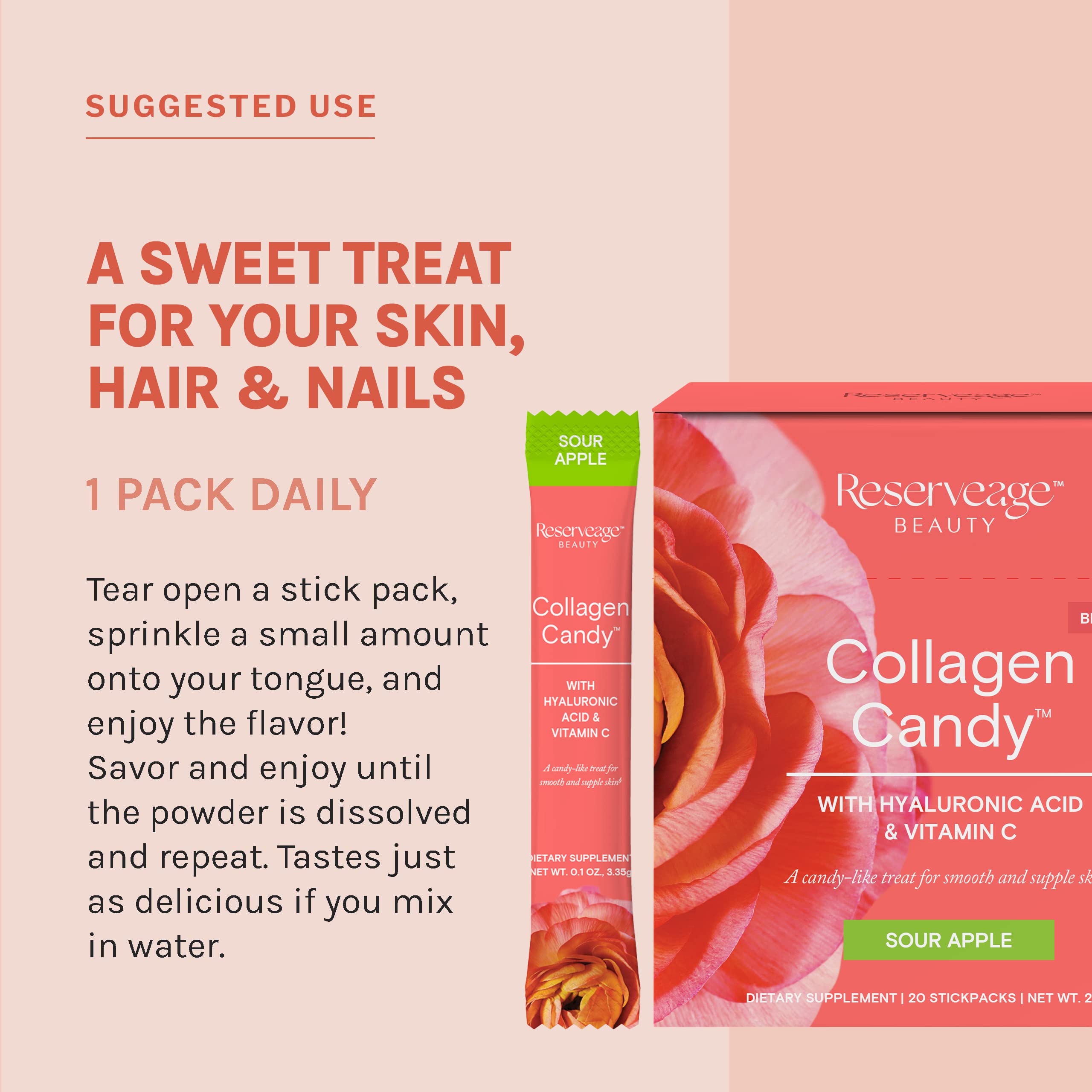 Reserveage Nutrition Collagen Chews opened package with chews visible