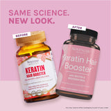 Reserveage Nutrition Keratin Hair support capsules on a wooden table