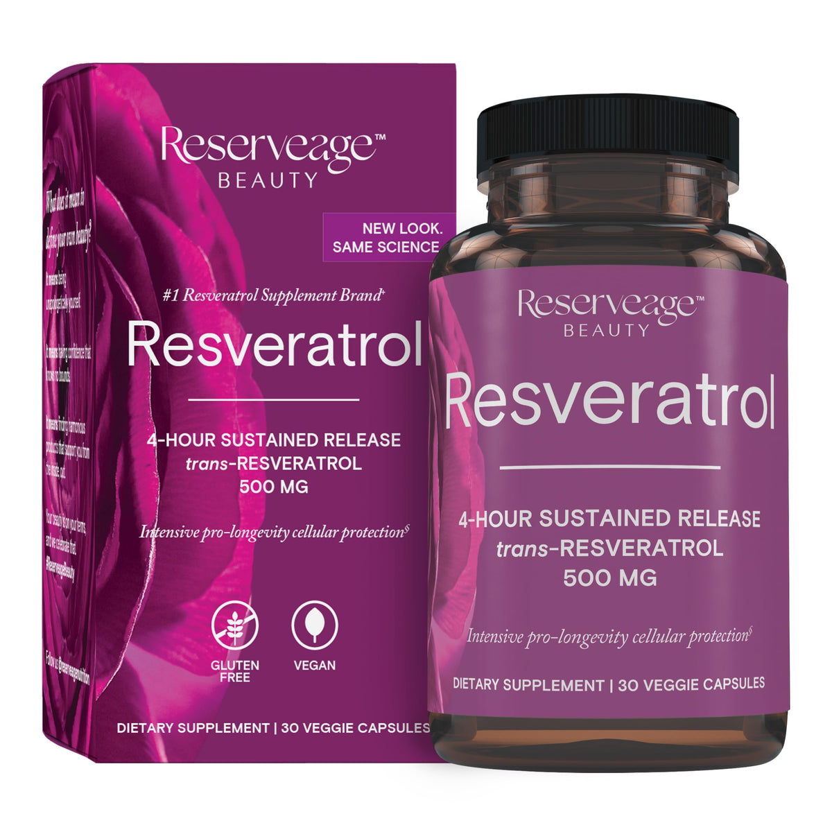 Reserveage Nutrition Organic Resveratrol Supplement 700mg front view