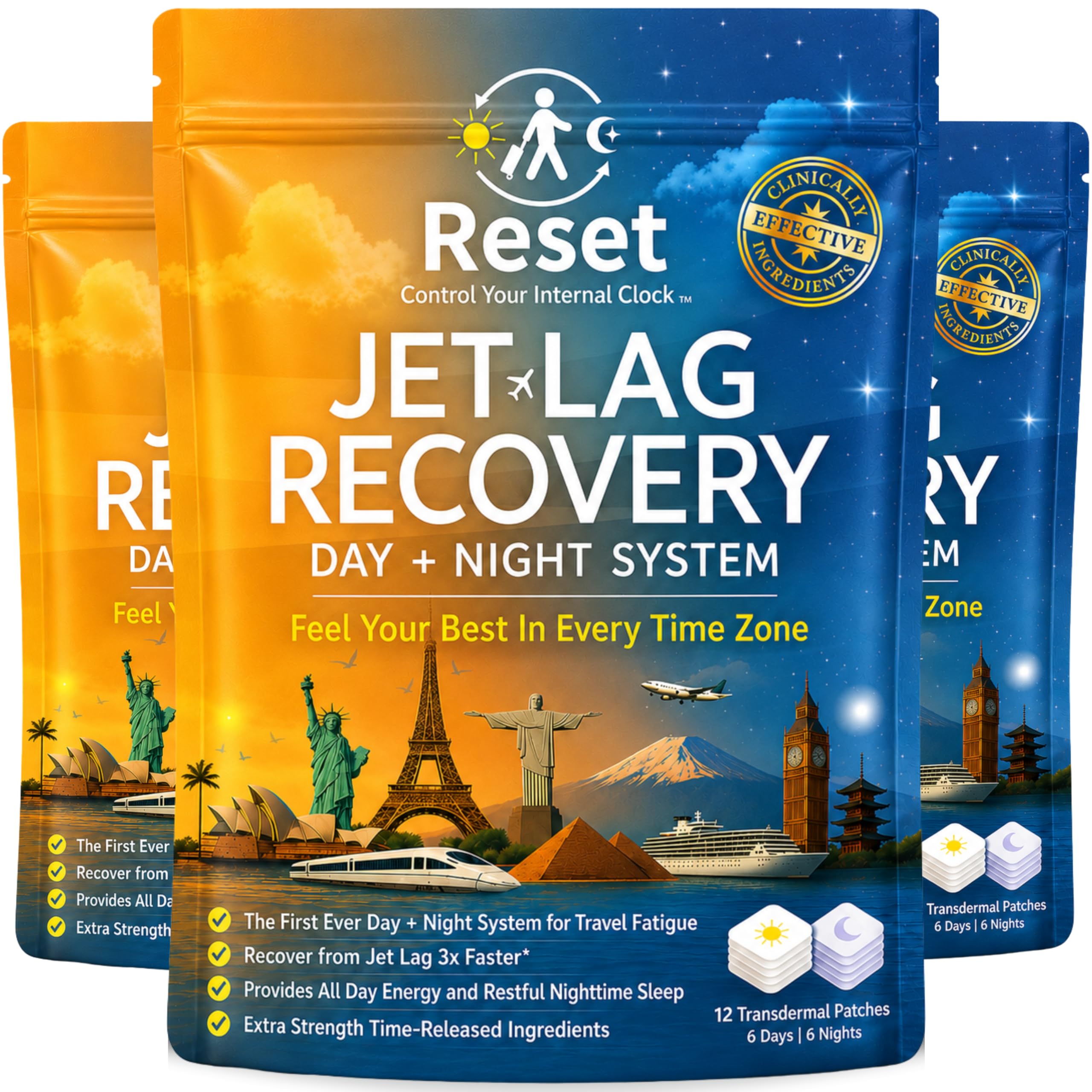 Reset Jet Lag use Patch Day and Night Patches front view