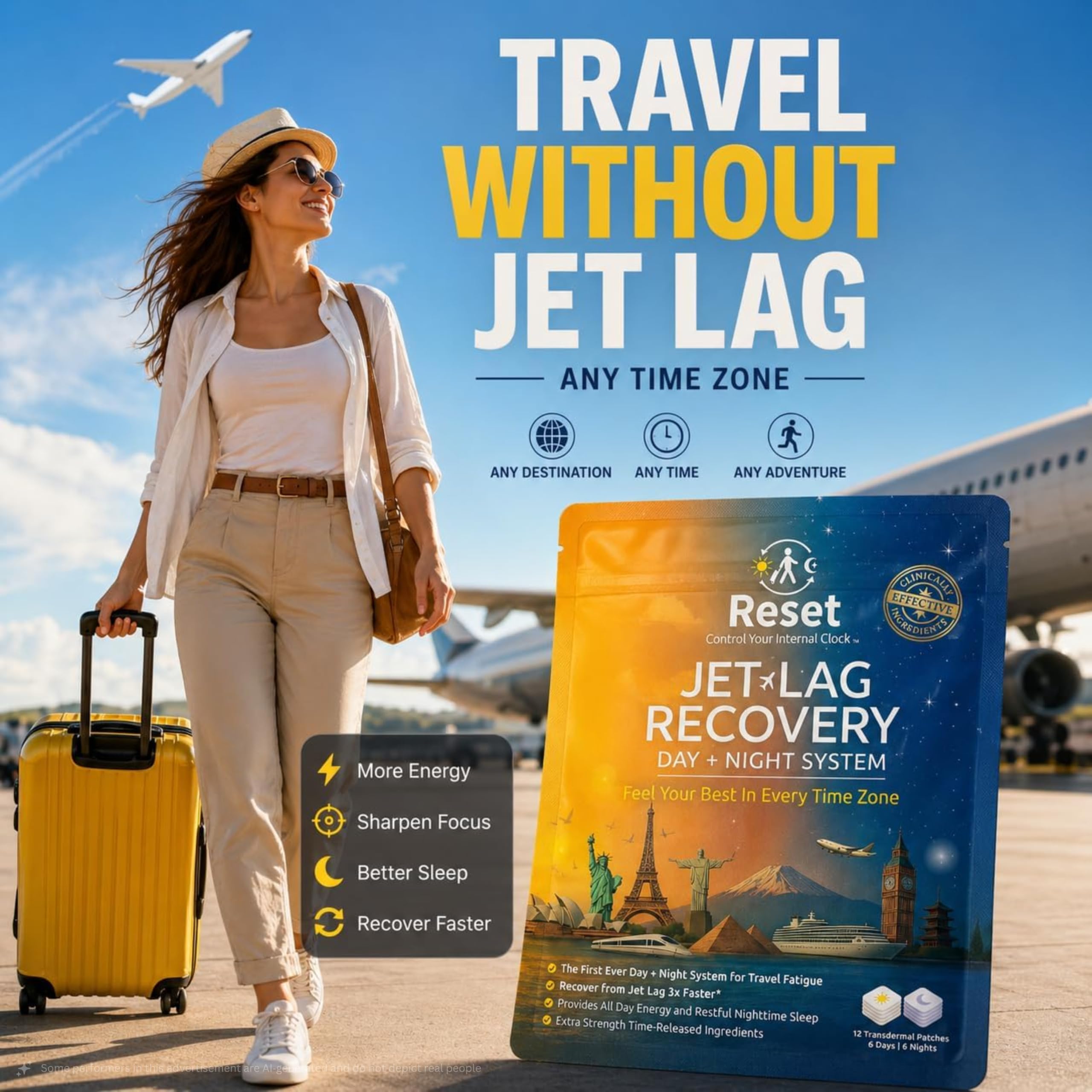 Reset Jet Lag use Patch packaging with 36 patches