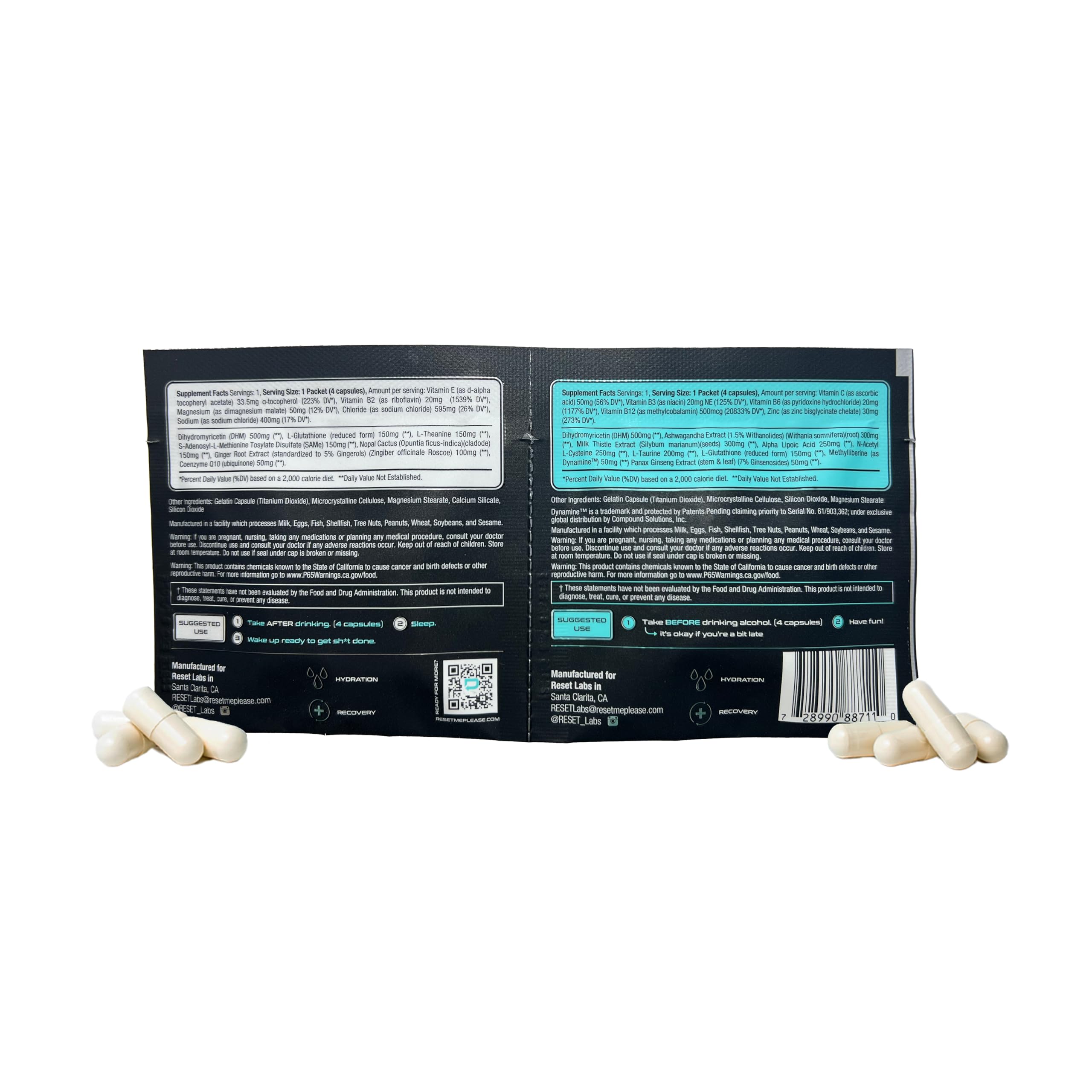 RESET LABS Milk Thistle Capsules lifestyle scene with drinks