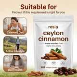 RESIA Ceylon Cinnamon Softgels side view showing softgel capsules