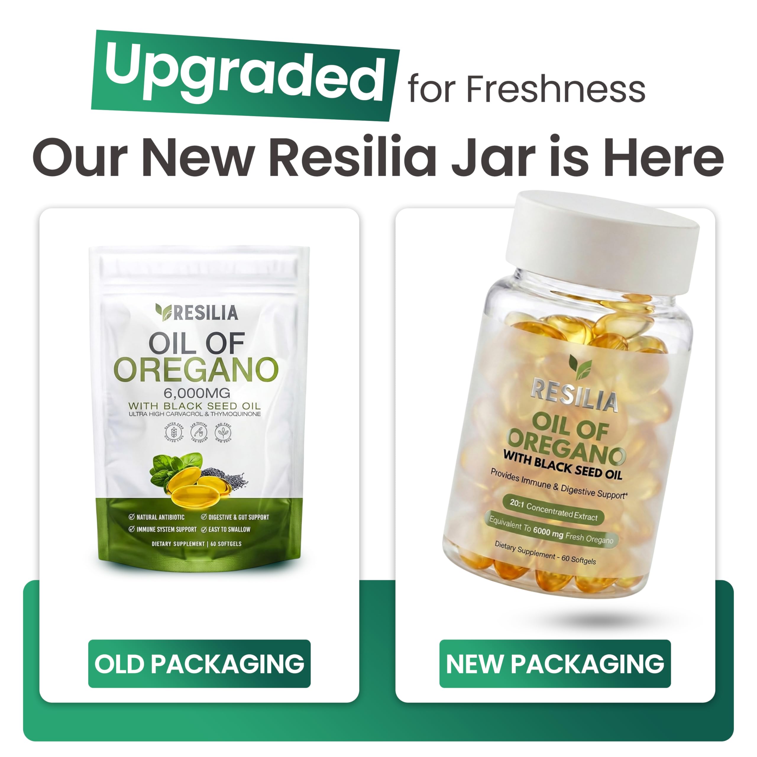Resilia Oil Of Oregano Softgels 6000mg bottle with label