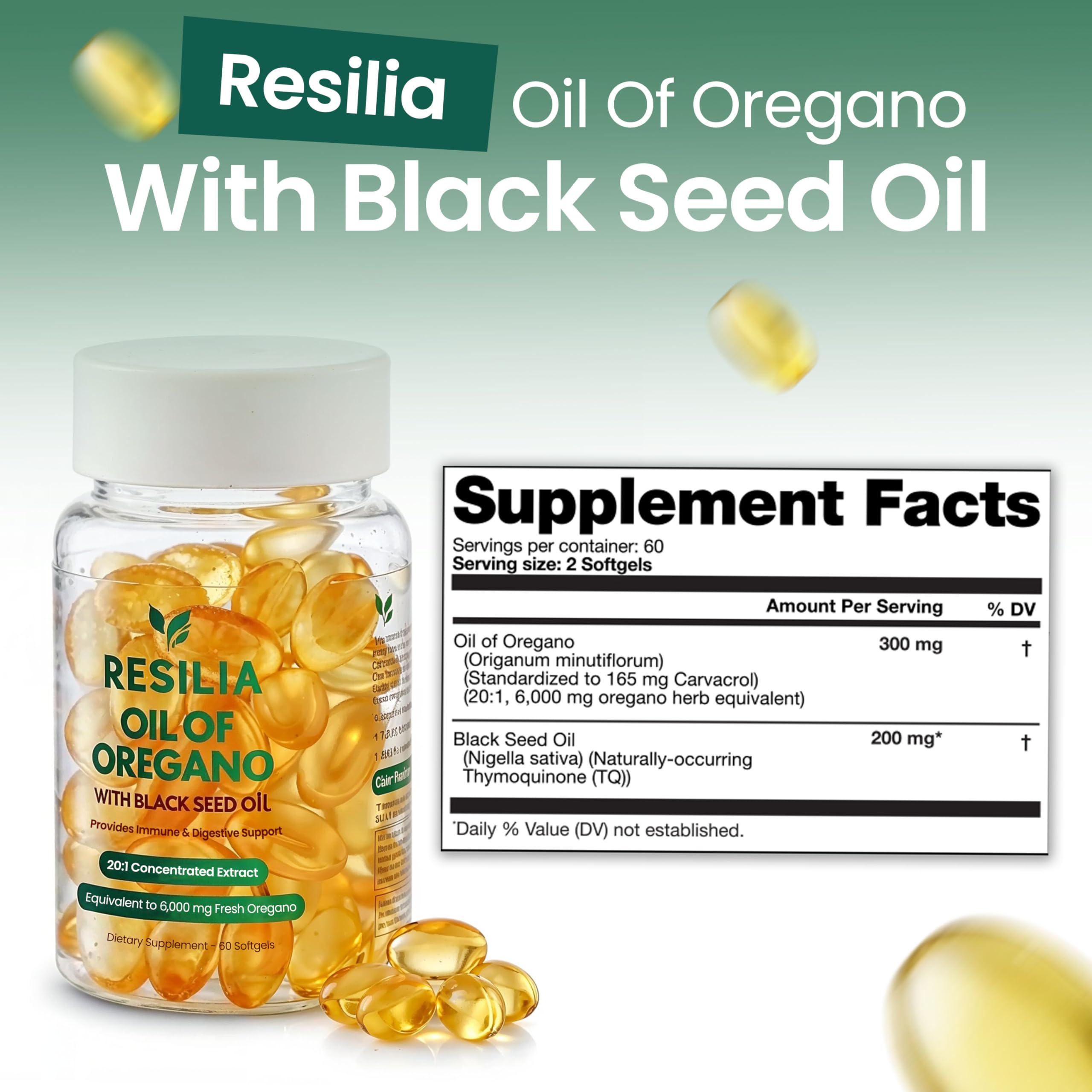 Resilia Oil Of Oregano Softgels 6000mg softgel close-up
