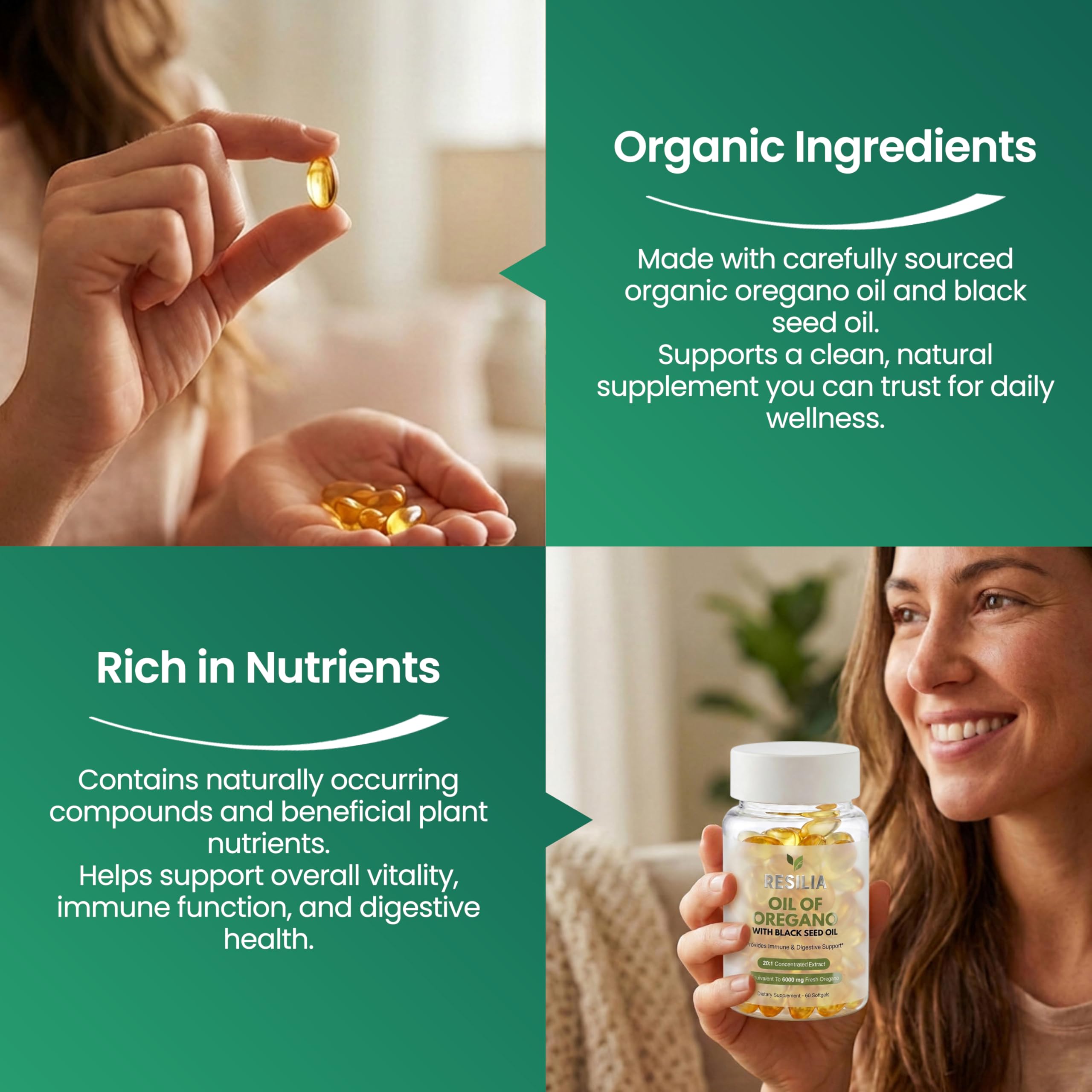 Resilia Oil Of Oregano Softgels 6000mg with black seed oil