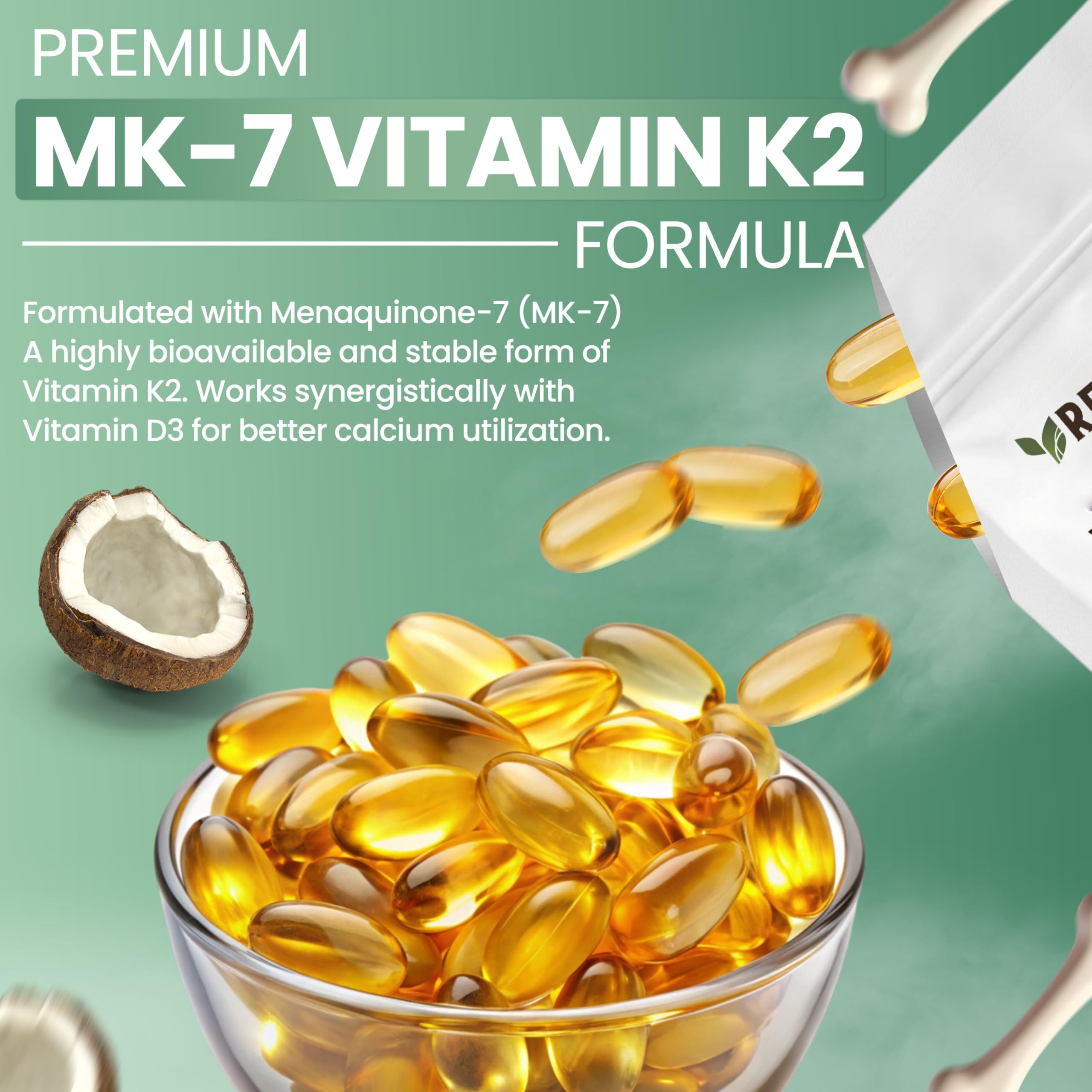 Resilia Oil Of Oregano Vitamin D3 K2 Softgels with coconut oil
