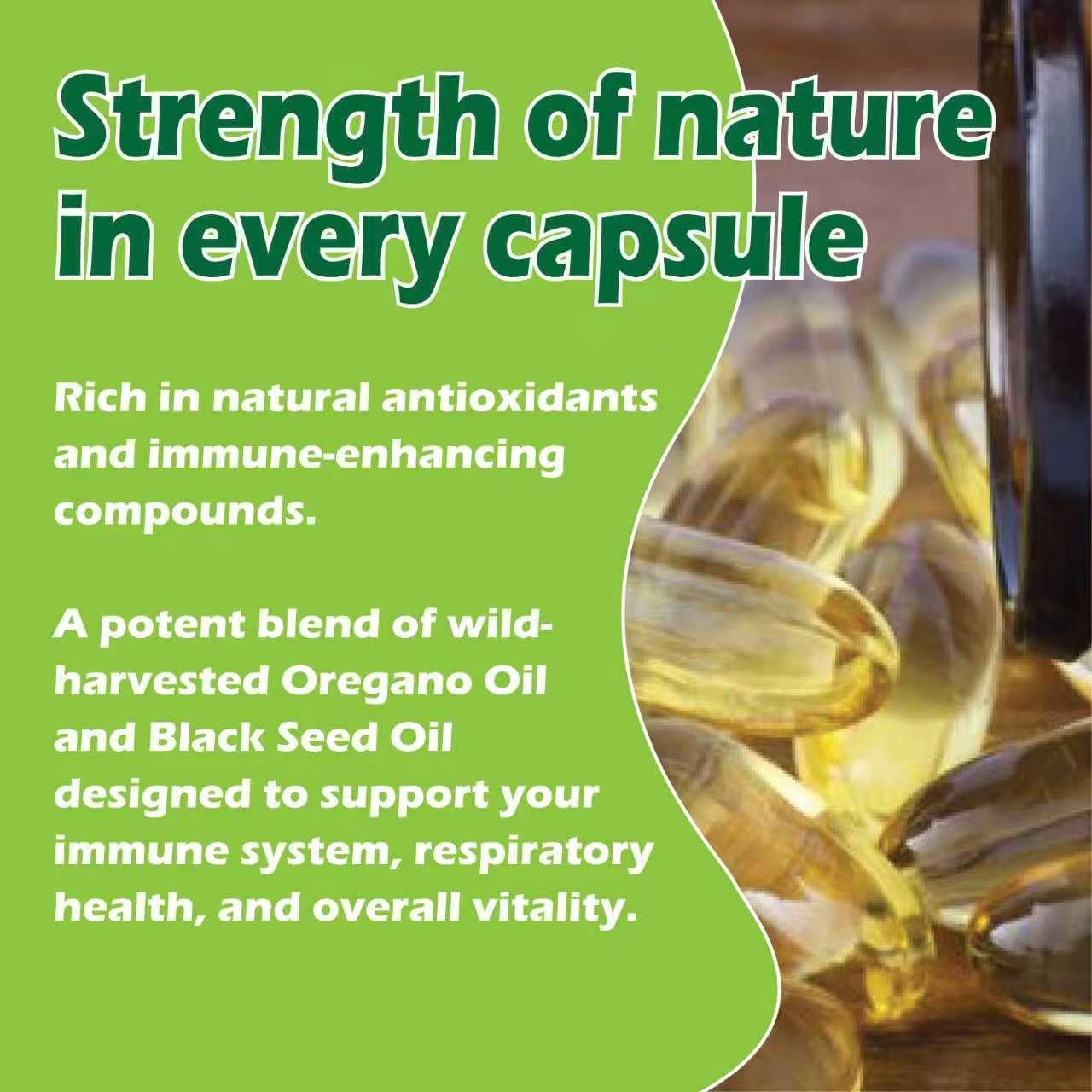 RESILLA Oregano Oil & Black Seed Oil Softgels in hand