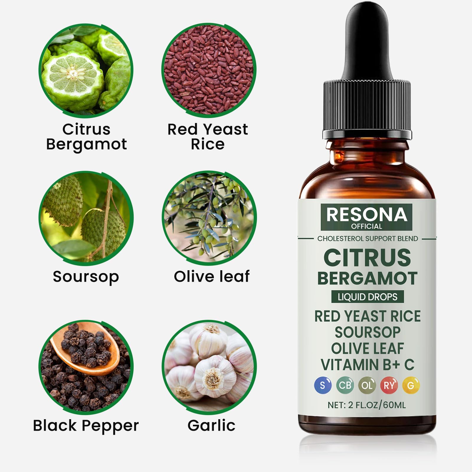 Resona Official Red Yeast Rice Cleanse liquid supplement dropper close-up