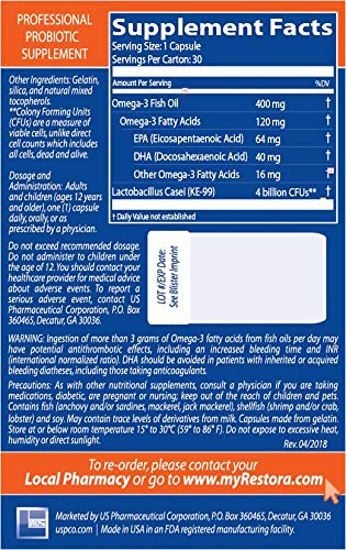 Restora Probiotic Supplement packaging side view