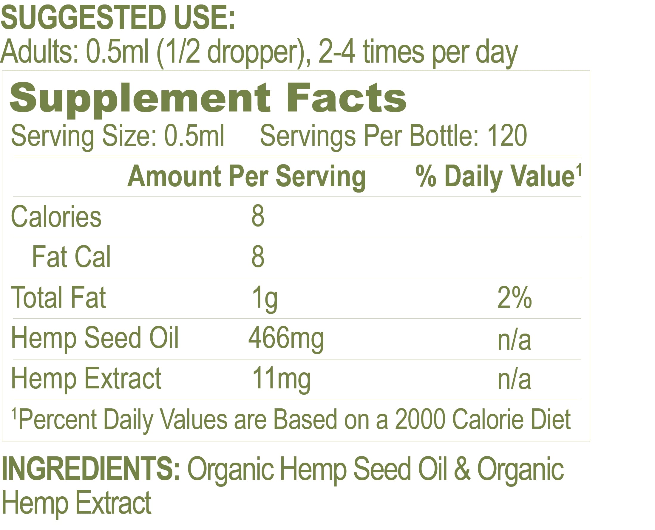 Restorative Botanicals Organic Hemp Oil Supplement 2 oz back view