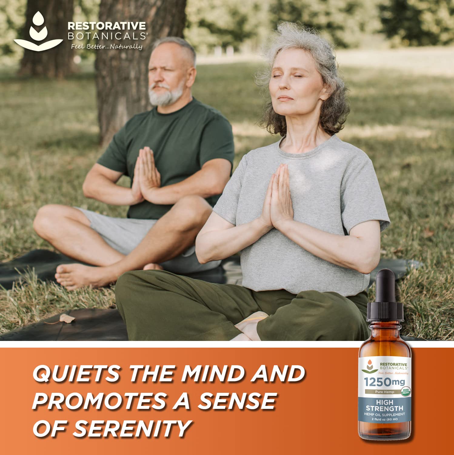 Restorative Botanicals Organic Hemp Oil Supplement 2 oz lifestyle shot