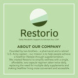 Restorio blended vitamin & mineral supplement bottle back view