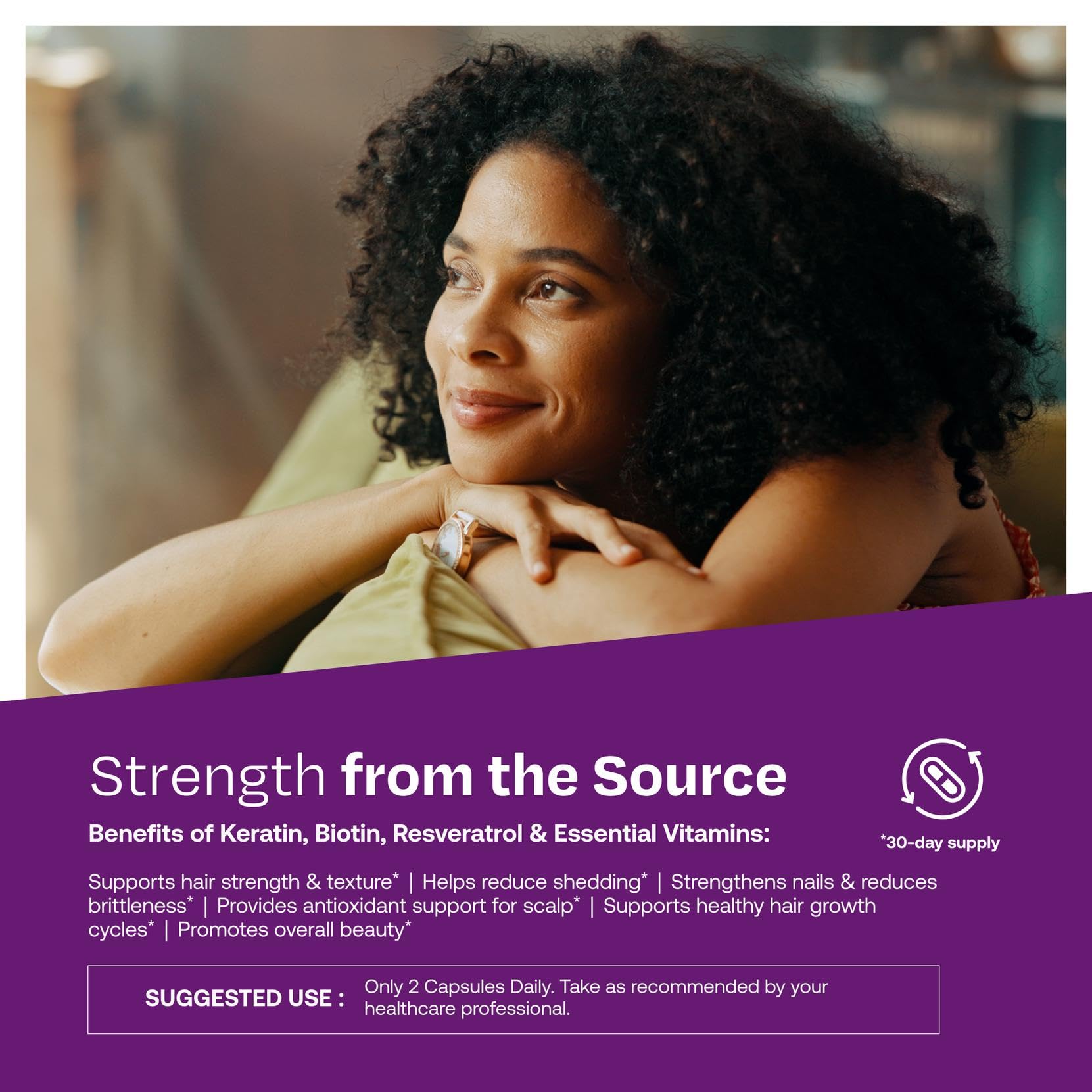 ResVitale Keratin & Biotin Hair Growth Supplement capsule close-up