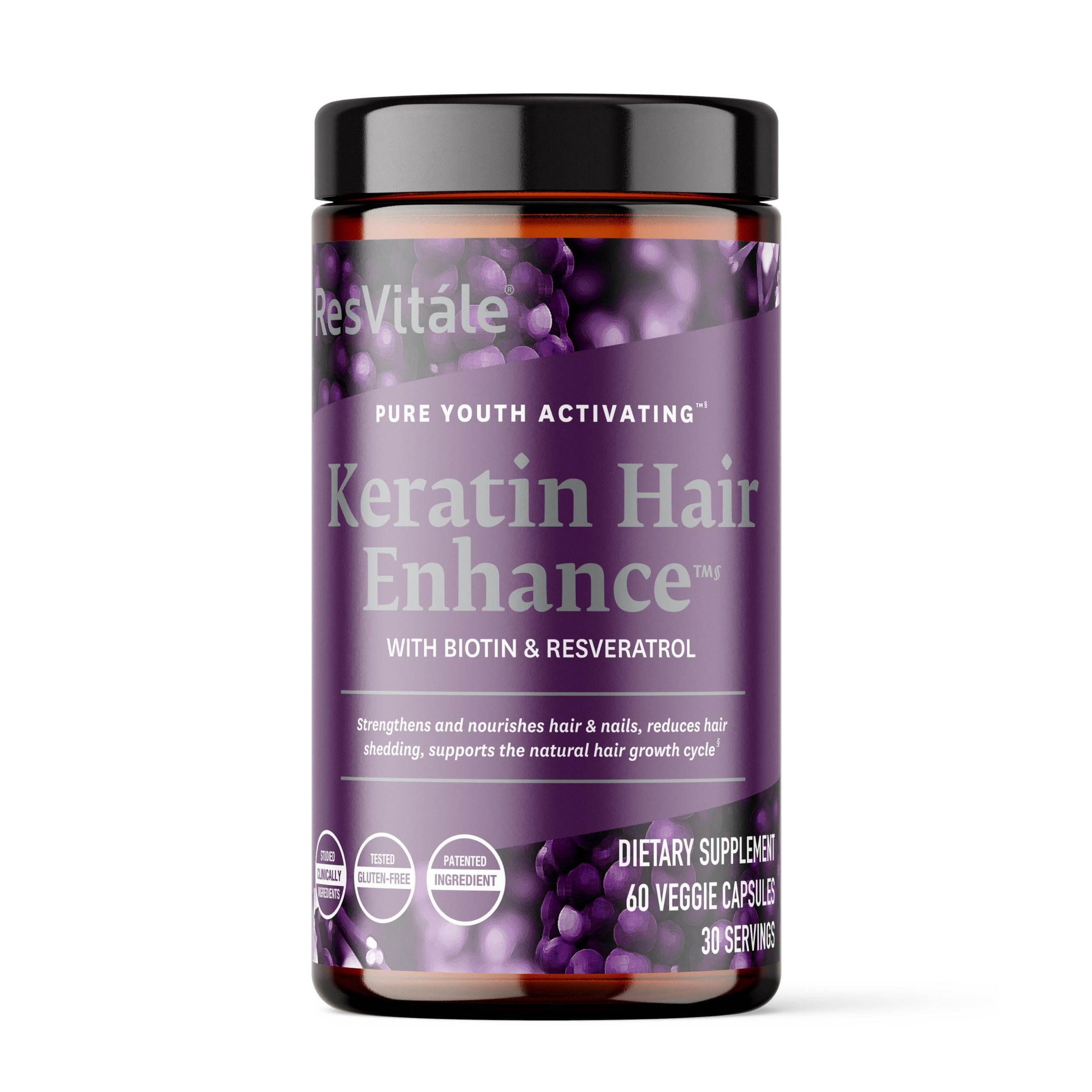 ResVitale Keratin & Biotin Hair Growth Supplement front view