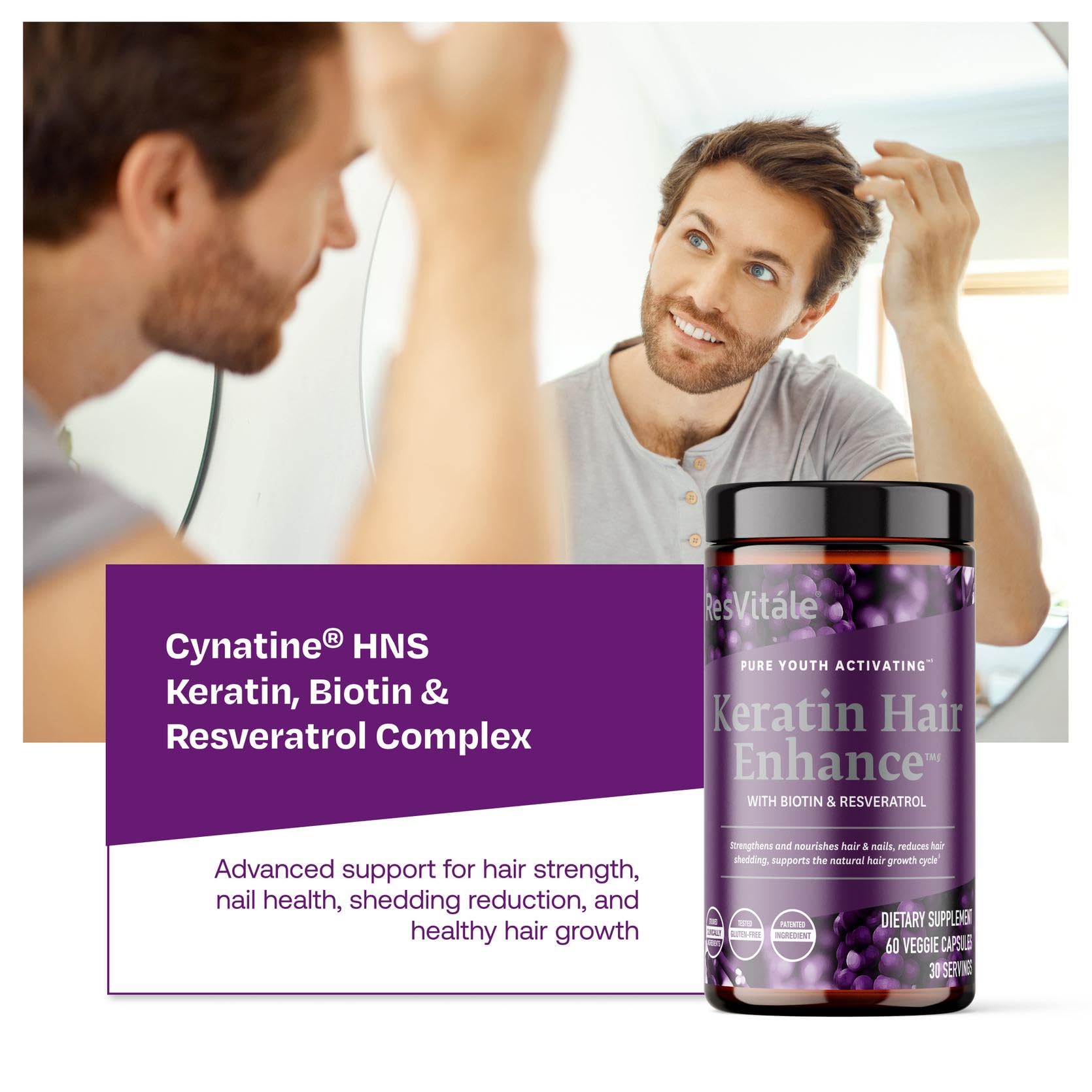ResVitale Keratin & Biotin Hair Growth Supplement packaging