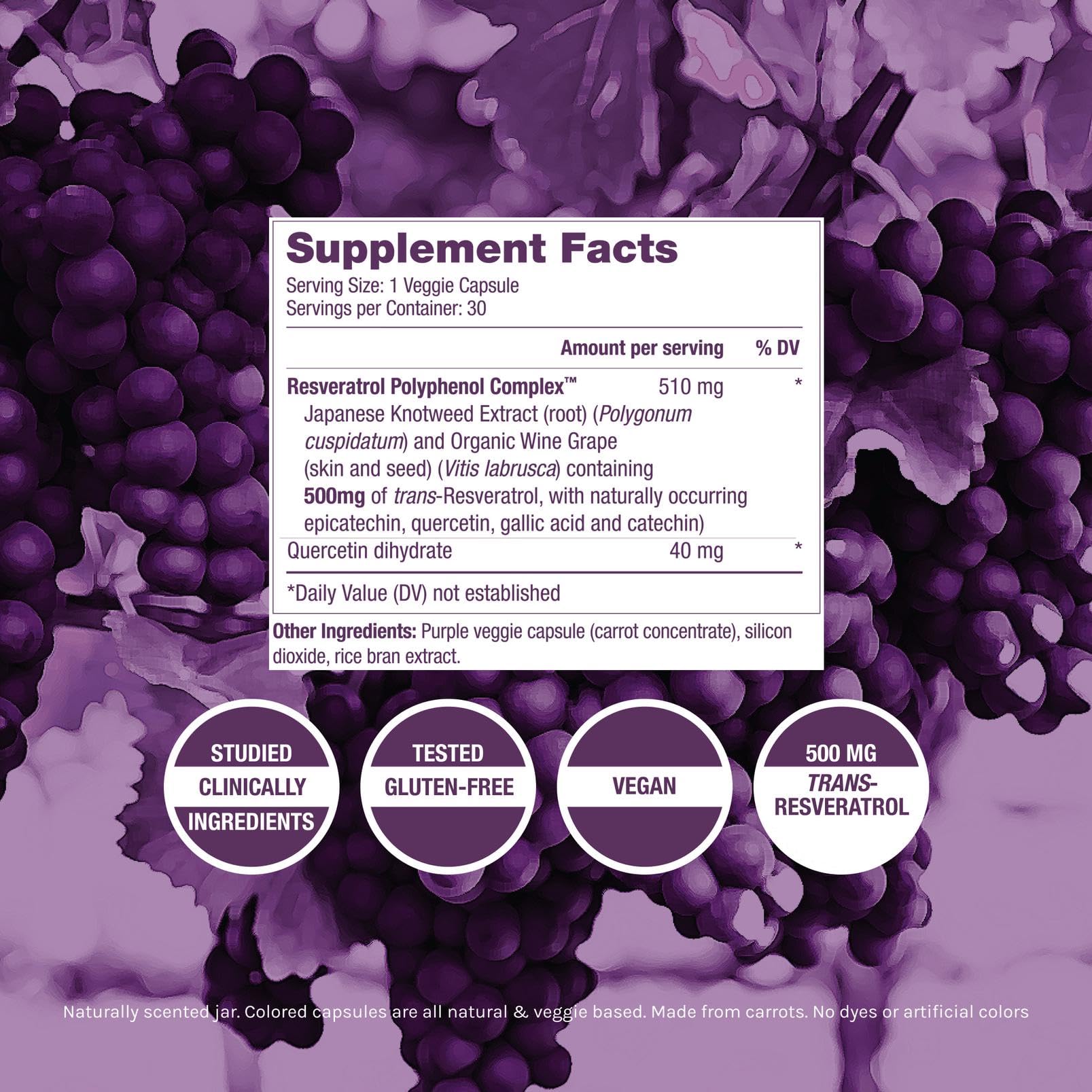 ResVitale Resveratrol Supplement 500mg vegetarian capsules