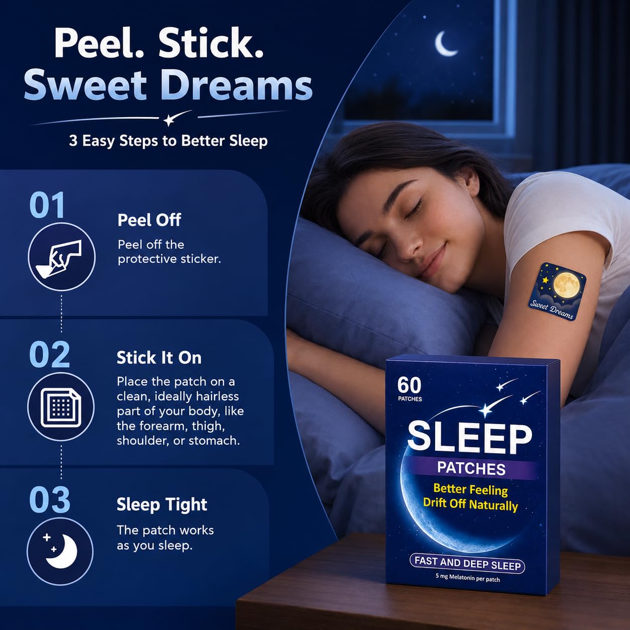 REVCIODOWS Deep Sleep Patch with natural ingredients displayed