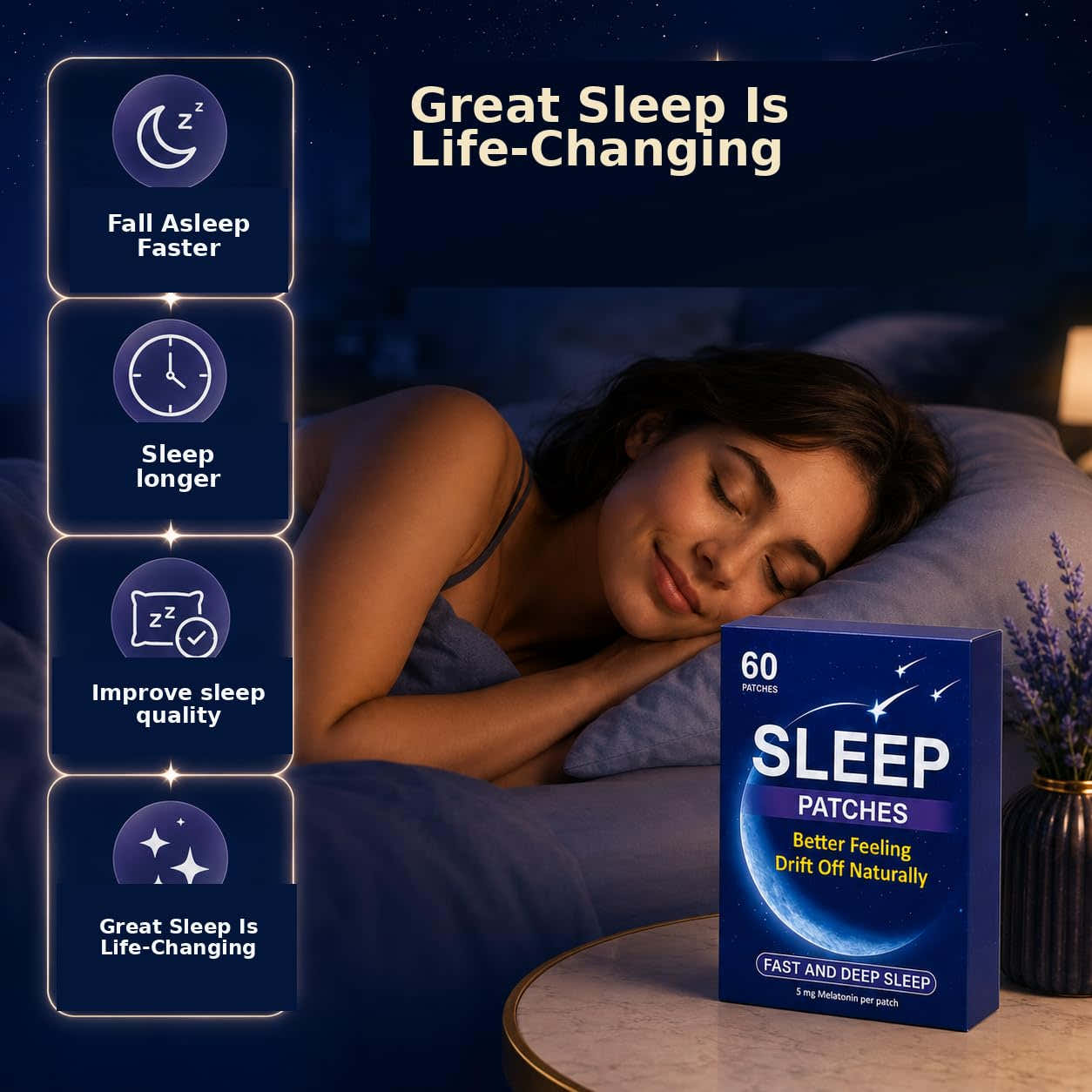 REVCIODOWS Deep Sleep Stickers in a travel pouch