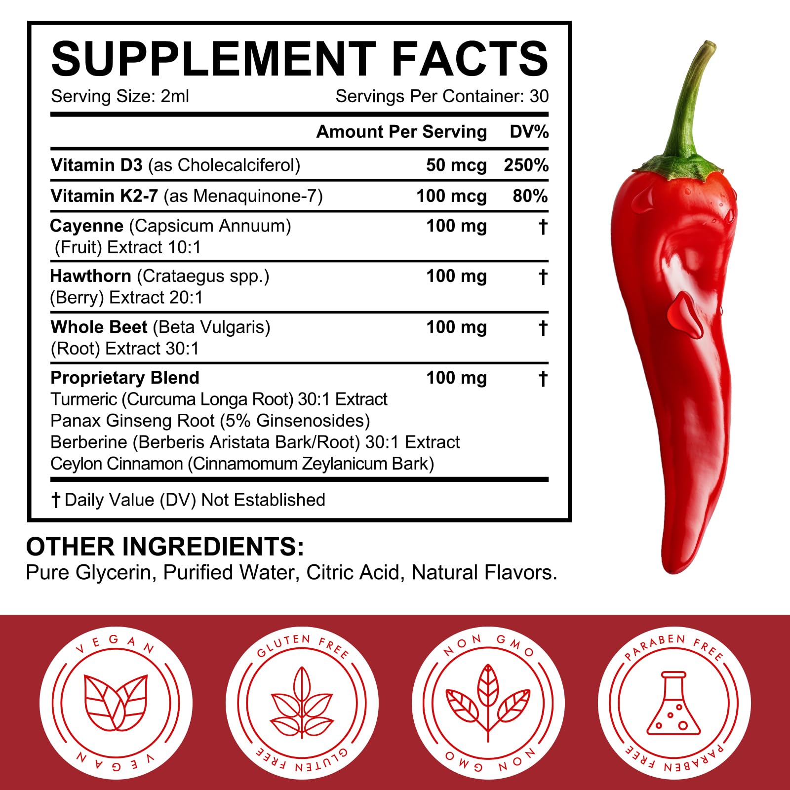 REVIGLAM Cayenne Pepper Liquid Drops 160g bottle with dropper