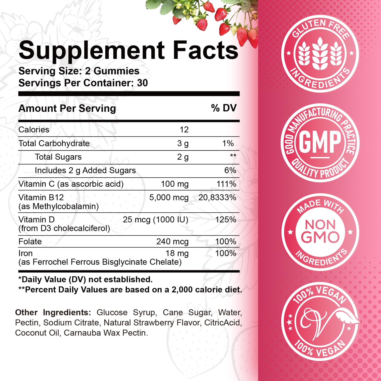 ReviNutra B12 Gummies packaging with nutritional information