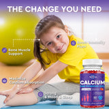 ReviNutra Calcium Gummies 600mg displayed with fresh fruits