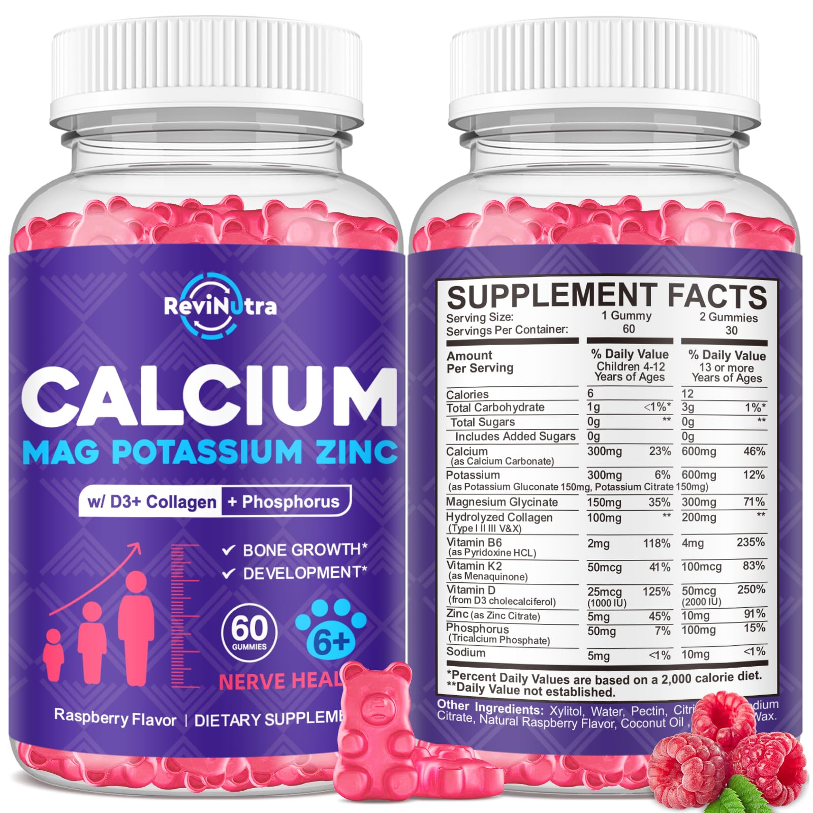 ReviNutra Calcium Gummies front view with packaging