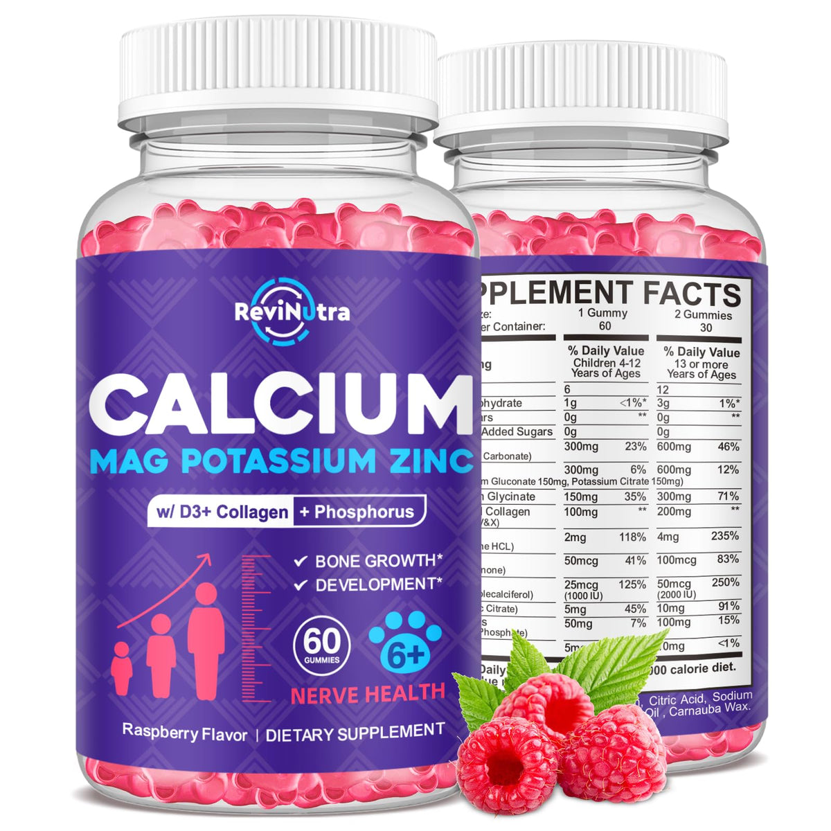 ReviNutra Calcium Magnesium Zinc Gummies front view