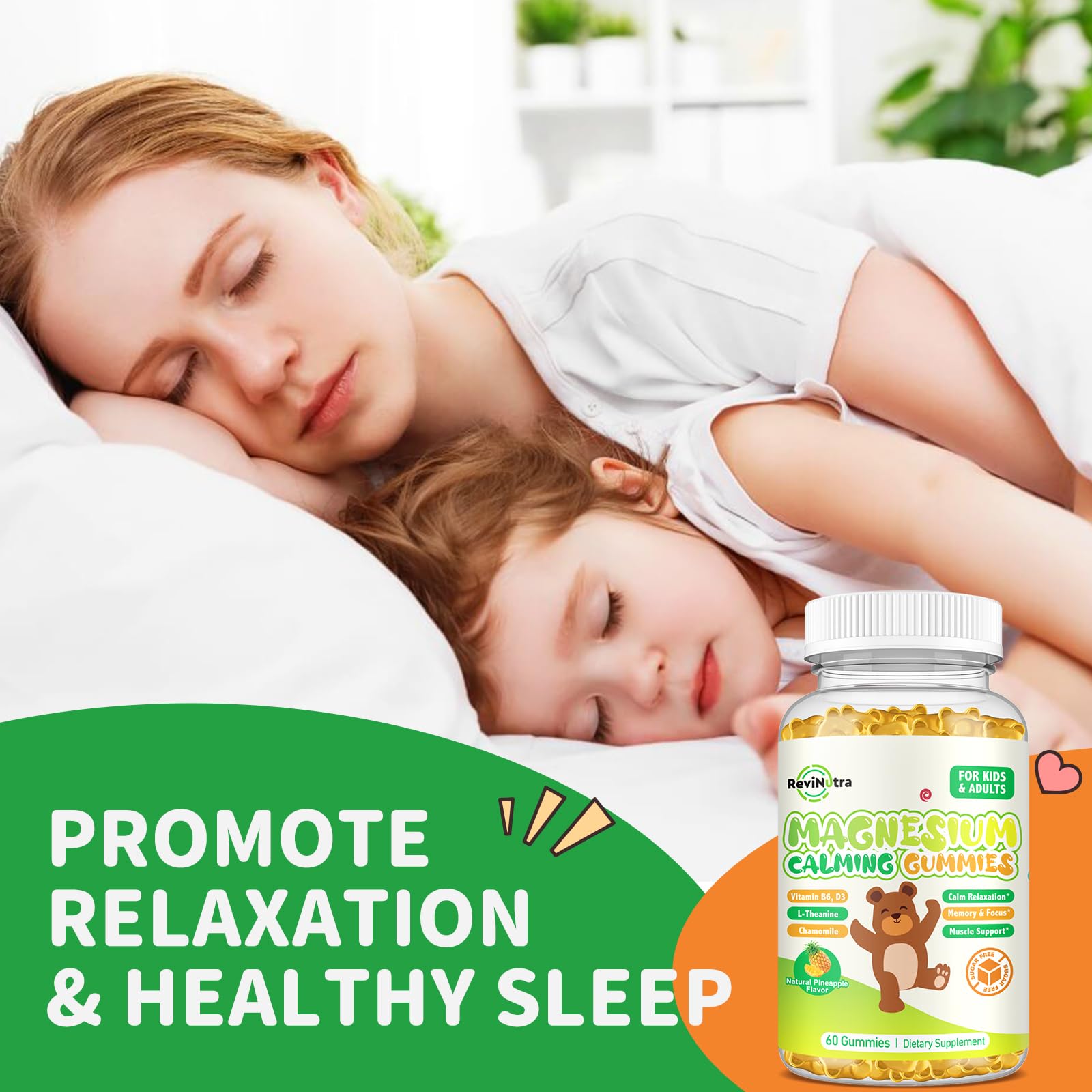 ReviNutra Calm Magnesium Gummies 425g with a family