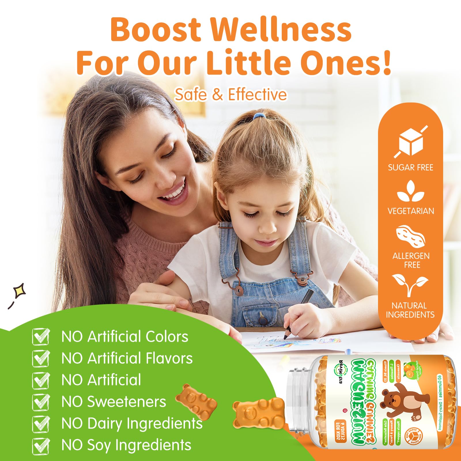 ReviNutra Calm Magnesium Gummies on a kitchen table