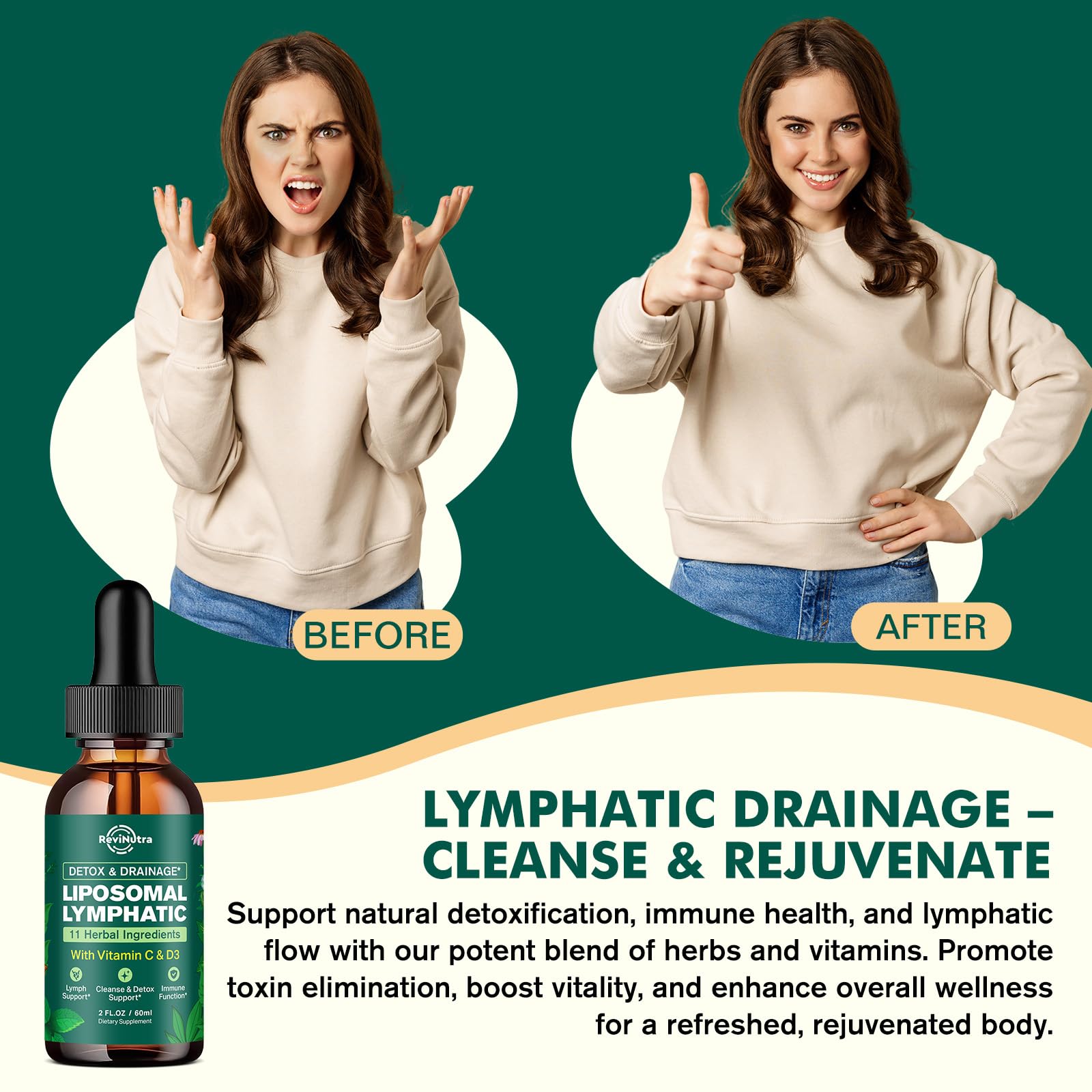 ReviNutra Echinacea Lymphatic Support Drops on a wooden table