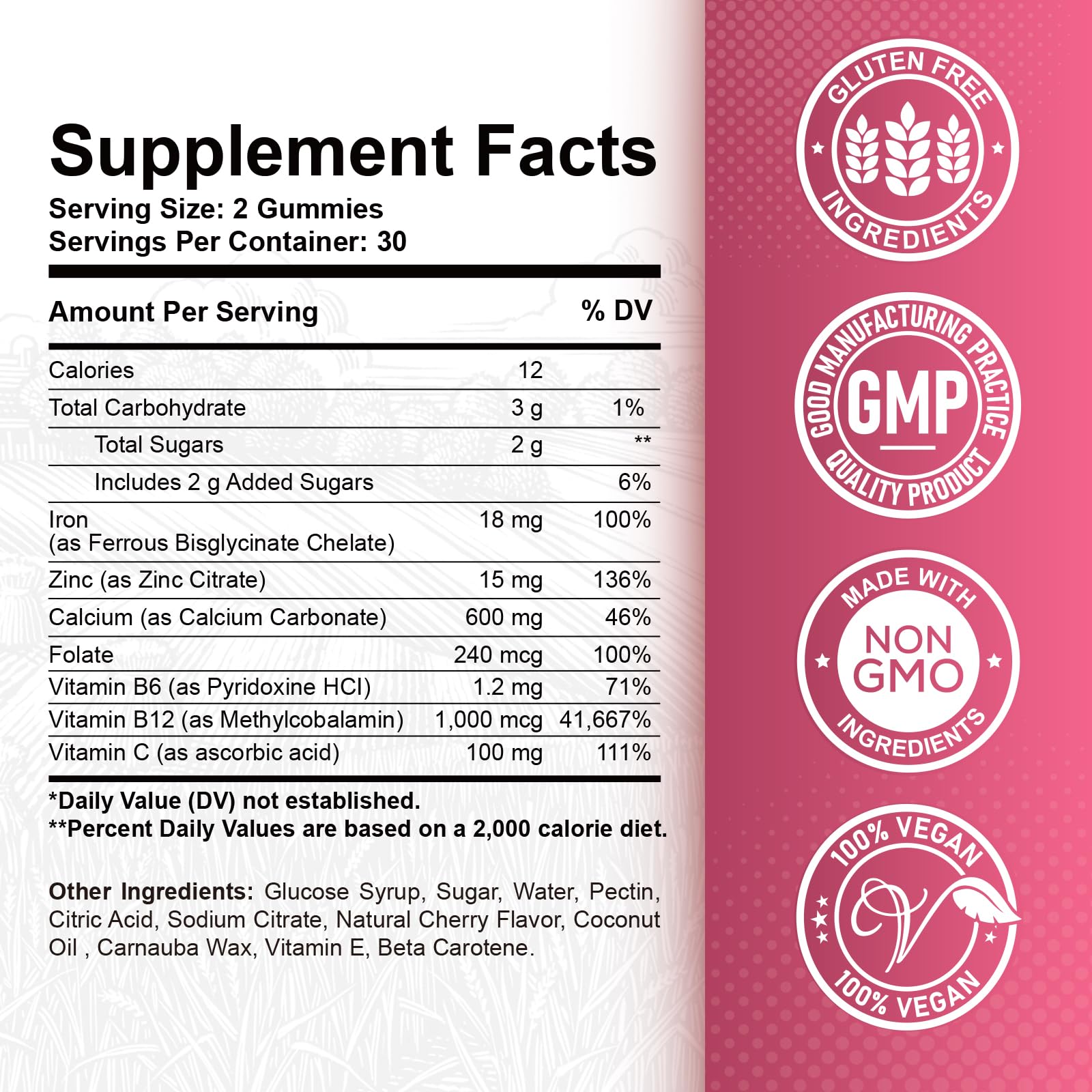 ReviNutra Iron Gummies cherry flavour gummies close-up