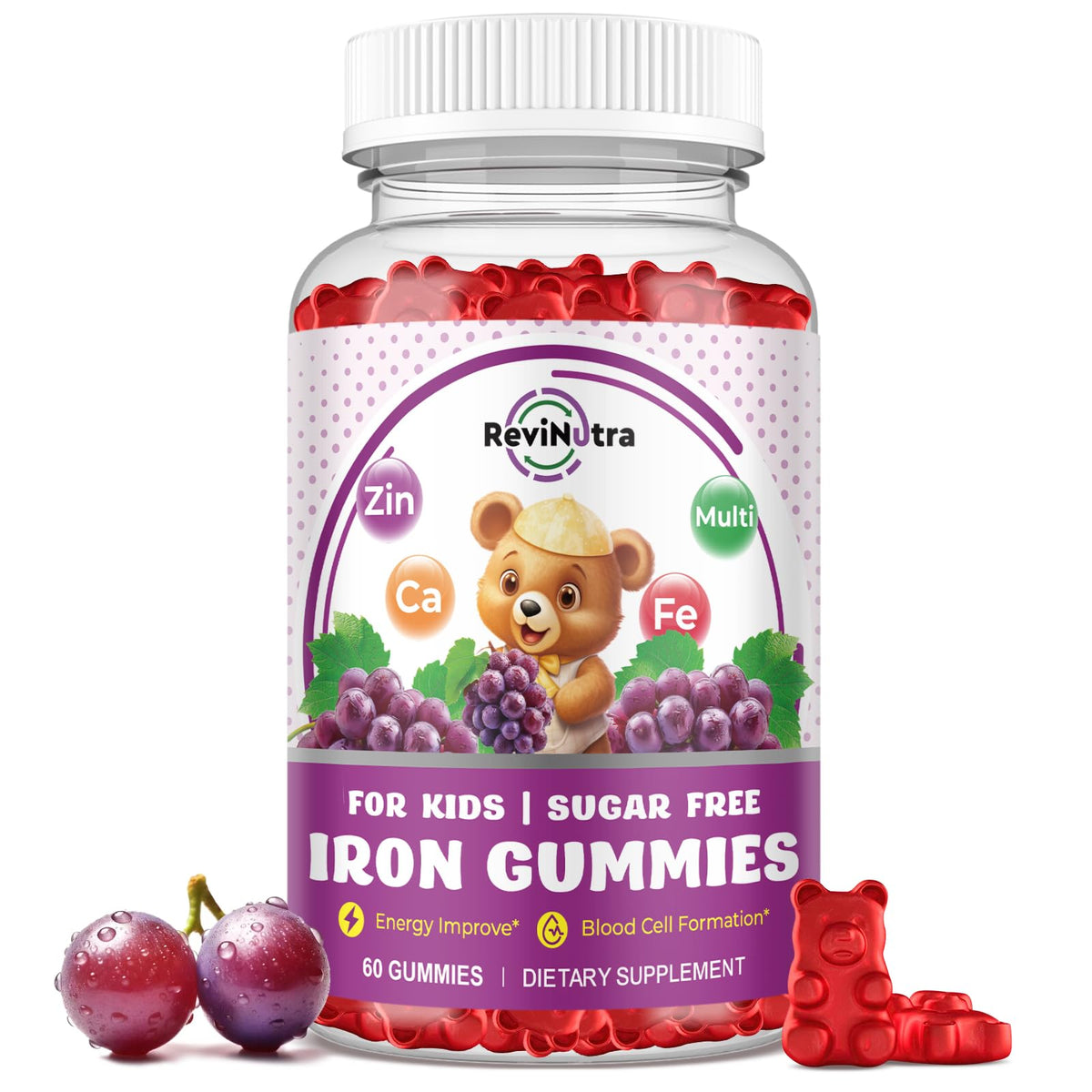 ReviNutra Iron Gummies for Kids front view