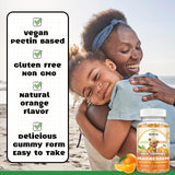 ReviNutra Kids Focus Gummies 200g orange gummies in a bowl
