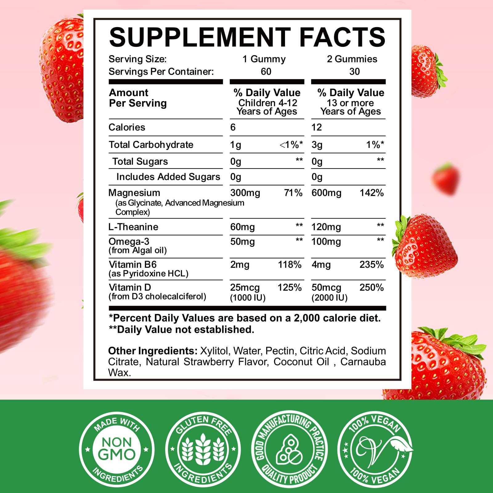 ReviNutra Kids Focus Gummies strawberry flavour close-up