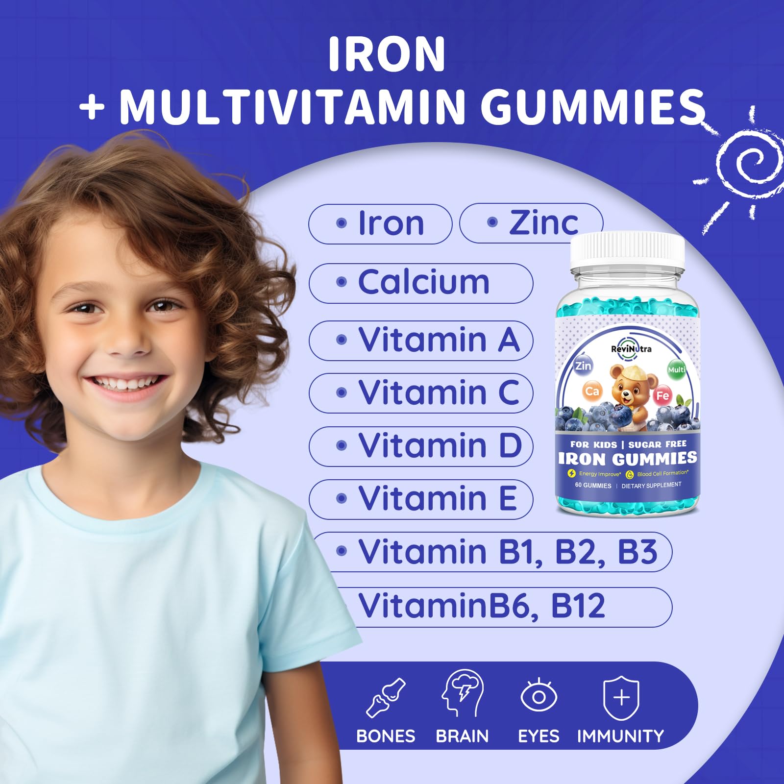 ReviNutra Kids Iron Gummies close-up of gummies