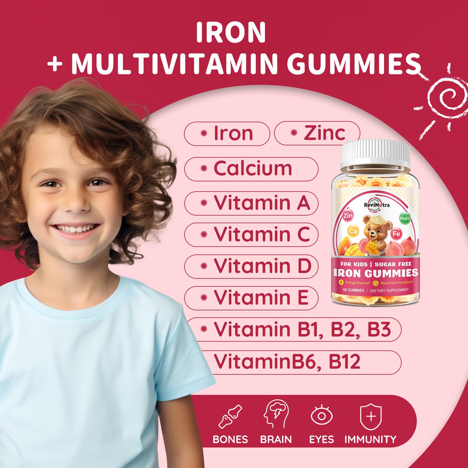 ReviNutra Kids Iron Gummies gummies in hand