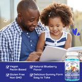 ReviNutra Kids Iron Gummies with a child smiling