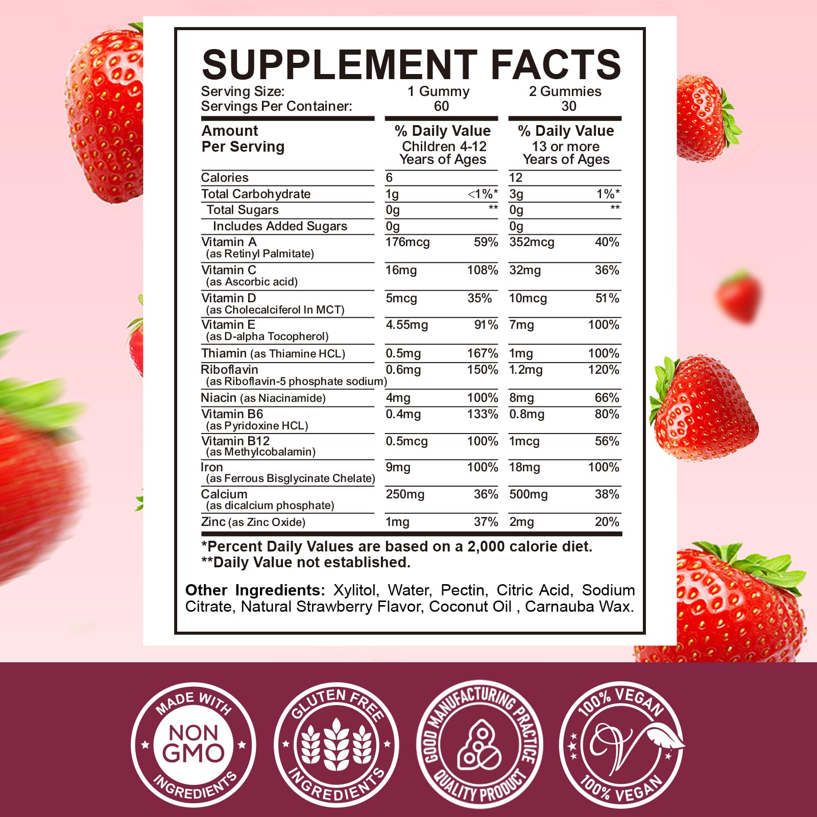 ReviNutra Kids Iron Gummies with multivitamins ingredients