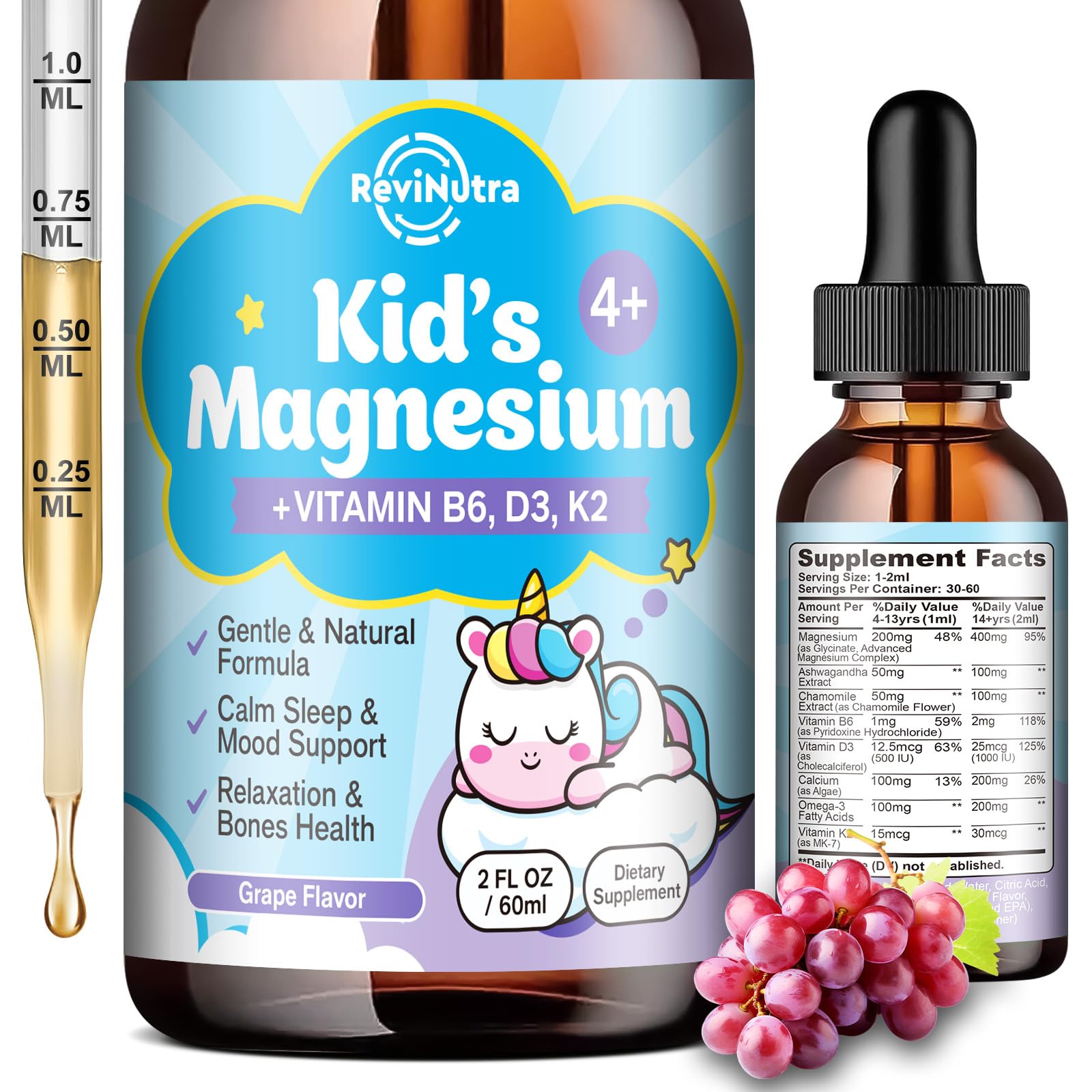 ReviNutra Kids Magnesium Glycinate Liquid 150g front view