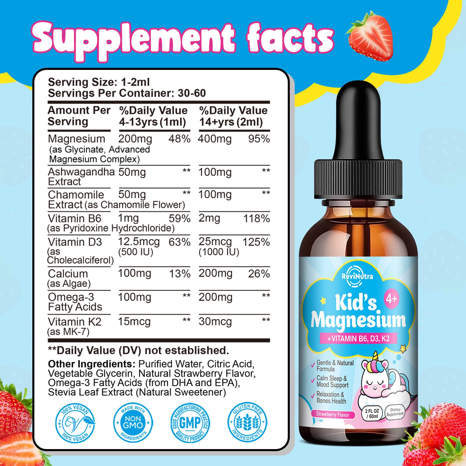 ReviNutra Kids Magnesium Glycinate Liquid 150g side view