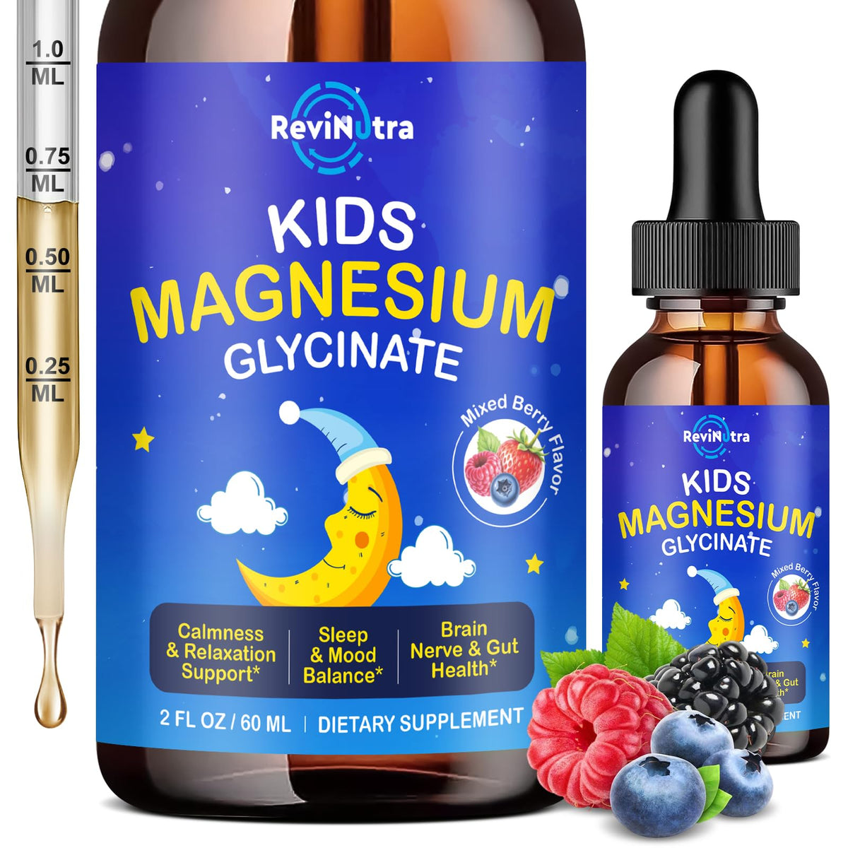 ReviNutra Kids Magnesium Glycinate Liquid bottle front view