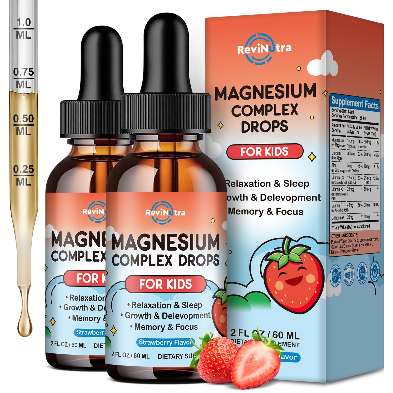 ReviNutra Kids Magnesium Glycinate Liquid Supplement front view