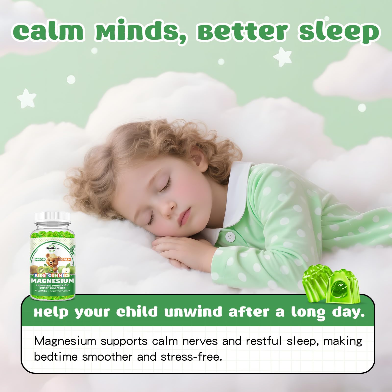 ReviNutra Kids Magnesium Gummies close-up of gummies