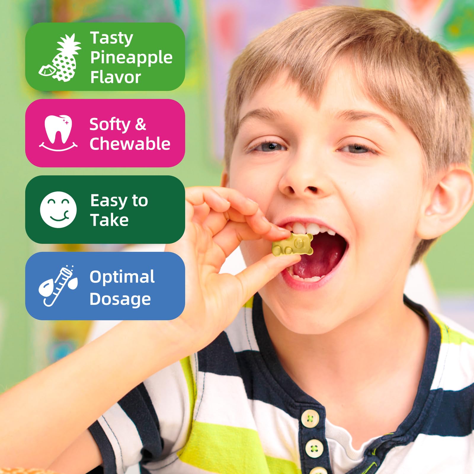 ReviNutra Kids Magnesium Gummies displayed with fresh pineapples
