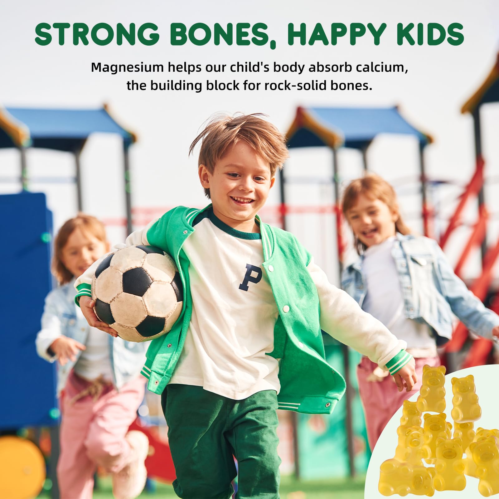ReviNutra Kids Magnesium Gummies packaging with nutritional information