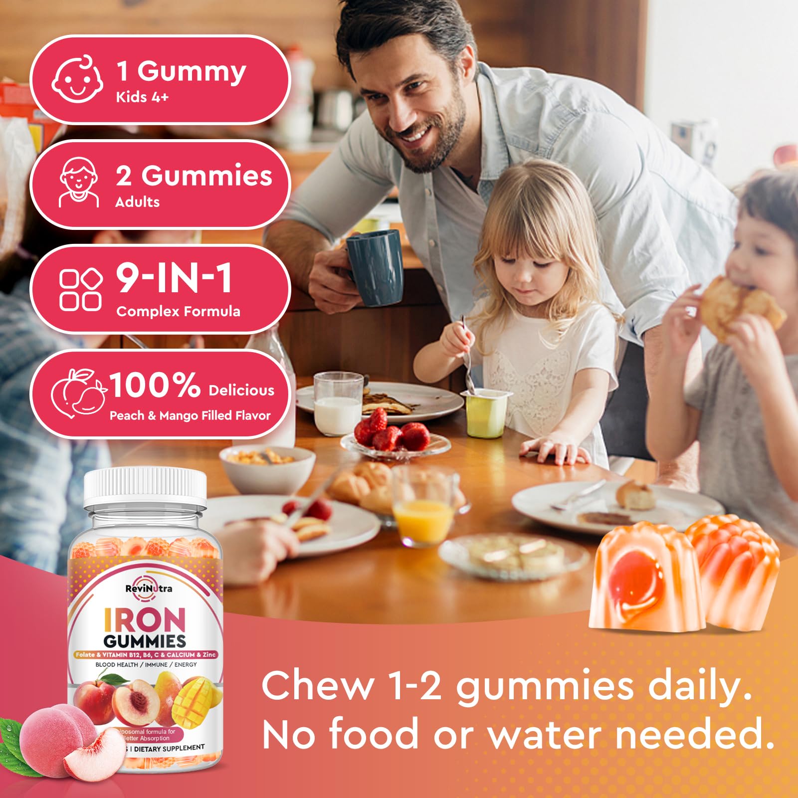 ReviNutra Liposomal Iron Gummies in a family setting