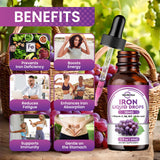 ReviNutra Liquid Iron Supplement bottle back view showing ingredients